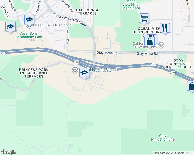 map of restaurants, bars, coffee shops, grocery stores, and more near 1590 Santa Sabine in San Diego