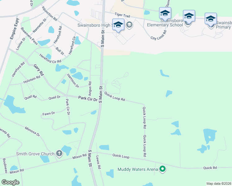 map of restaurants, bars, coffee shops, grocery stores, and more near 25 Quick Loop Road in Swainsboro