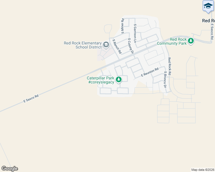 map of restaurants, bars, coffee shops, grocery stores, and more near 20873 East Reunion Road in Red Rock