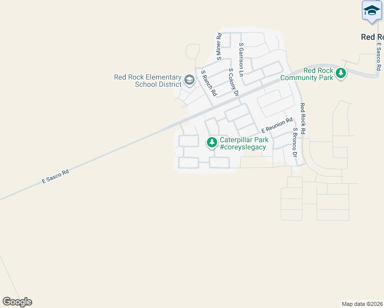 map of restaurants, bars, coffee shops, grocery stores, and more near 20873 East Reunion Road in Red Rock