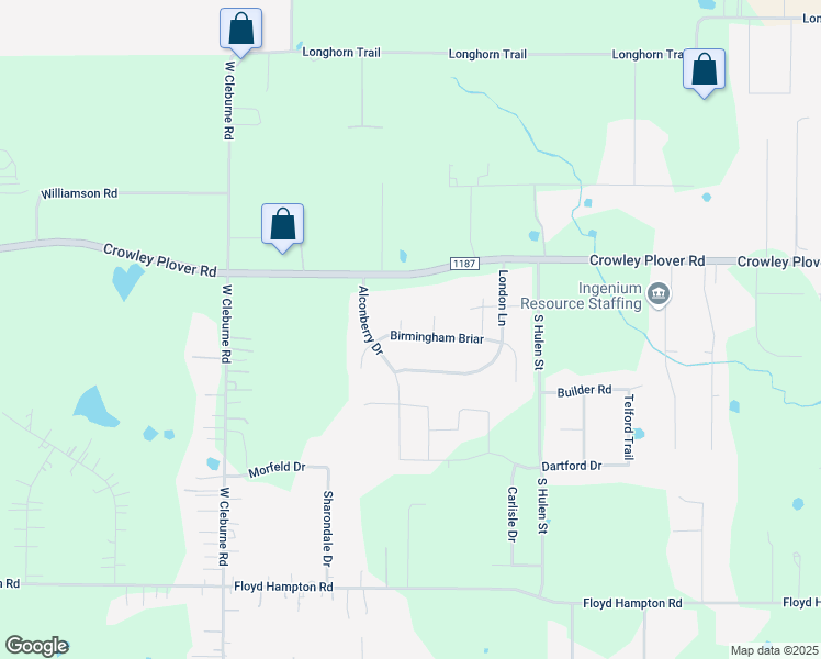 map of restaurants, bars, coffee shops, grocery stores, and more near 807 Saxon Court in Crowley