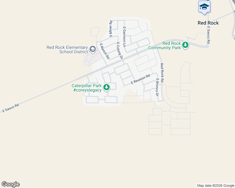 map of restaurants, bars, coffee shops, grocery stores, and more near 21198 East Frontier Road in Red Rock