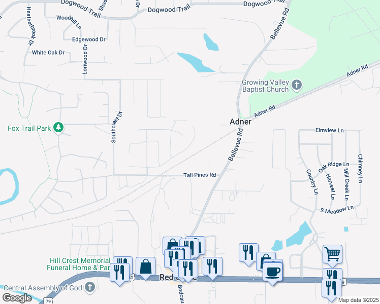 map of restaurants, bars, coffee shops, grocery stores, and more near 4 Oak Thicket Circle in Haughton