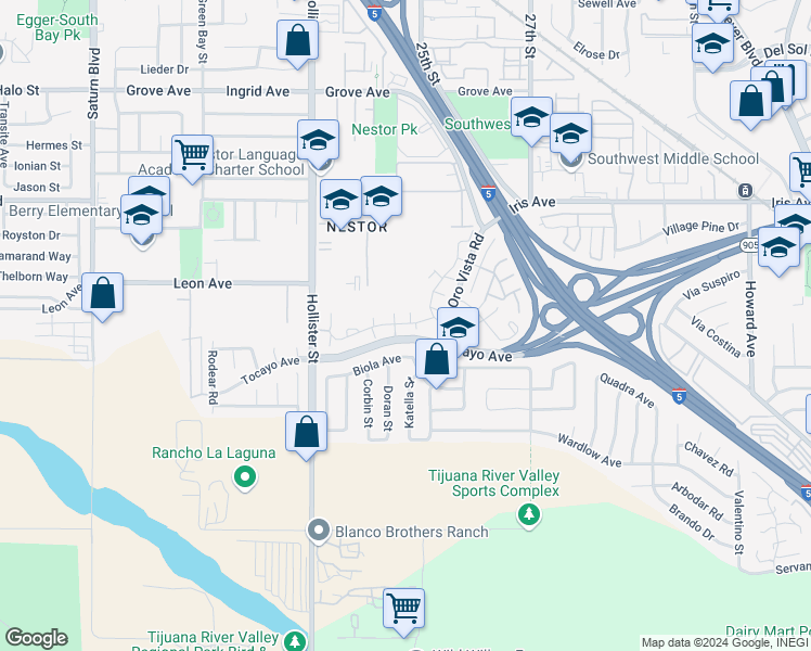 map of restaurants, bars, coffee shops, grocery stores, and more near 2404 Tocayo Avenue in San Diego