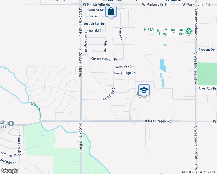 map of restaurants, bars, coffee shops, grocery stores, and more near 1204 Yorkshire Drive in Red Oak