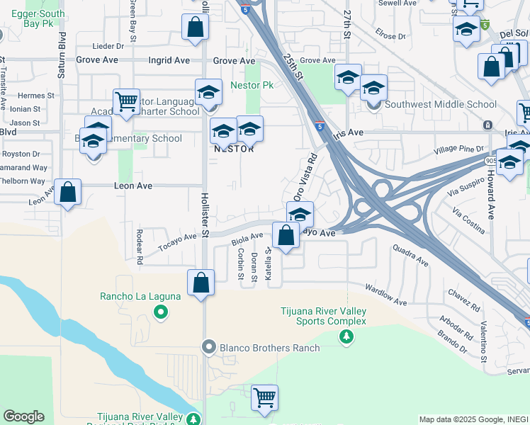 map of restaurants, bars, coffee shops, grocery stores, and more near 2436 Tocayo Avenue in San Diego
