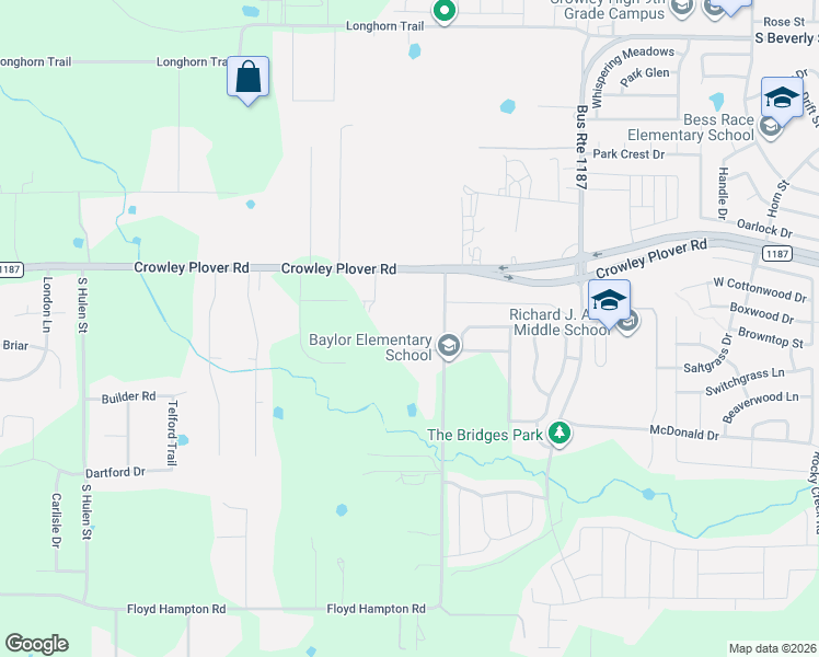 map of restaurants, bars, coffee shops, grocery stores, and more near 7620 Floyd Hampton Road in Crowley