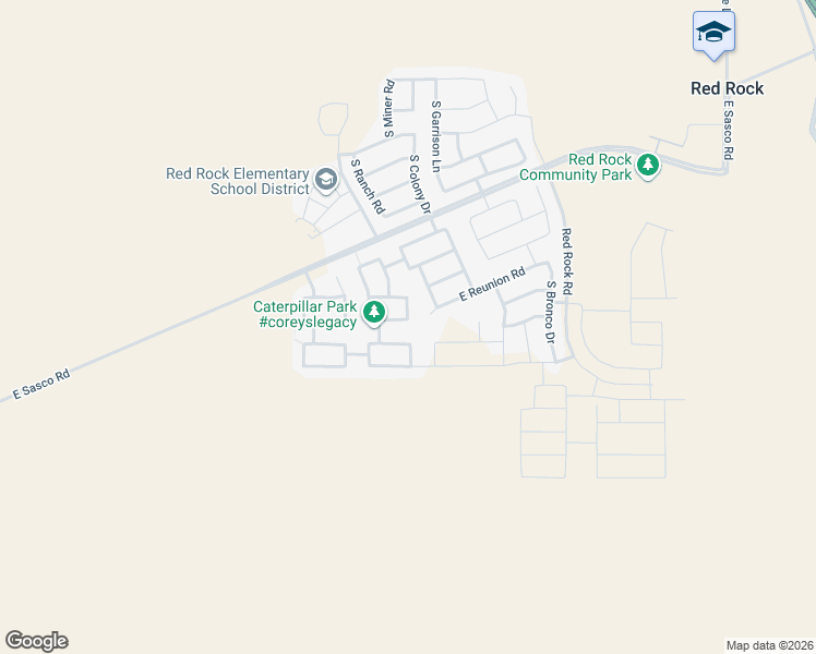 map of restaurants, bars, coffee shops, grocery stores, and more near 21141 East Reunion Road in Red Rock