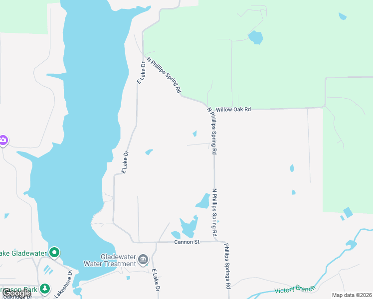 map of restaurants, bars, coffee shops, grocery stores, and more near 1605 North Phillips Spring Road in Gladewater