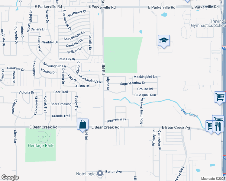 map of restaurants, bars, coffee shops, grocery stores, and more near 809 Creekside Drive in Glenn Heights