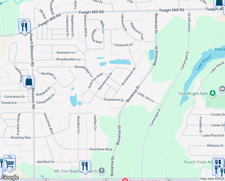 map of restaurants, bars, coffee shops, grocery stores, and more near 203 Stablegate Lane in Bonaire