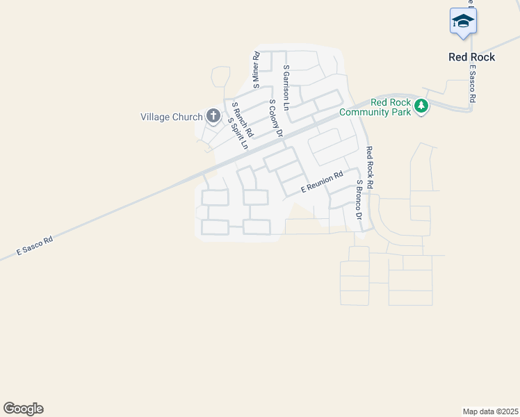 map of restaurants, bars, coffee shops, grocery stores, and more near 21141 East Reunion Road in Red Rock