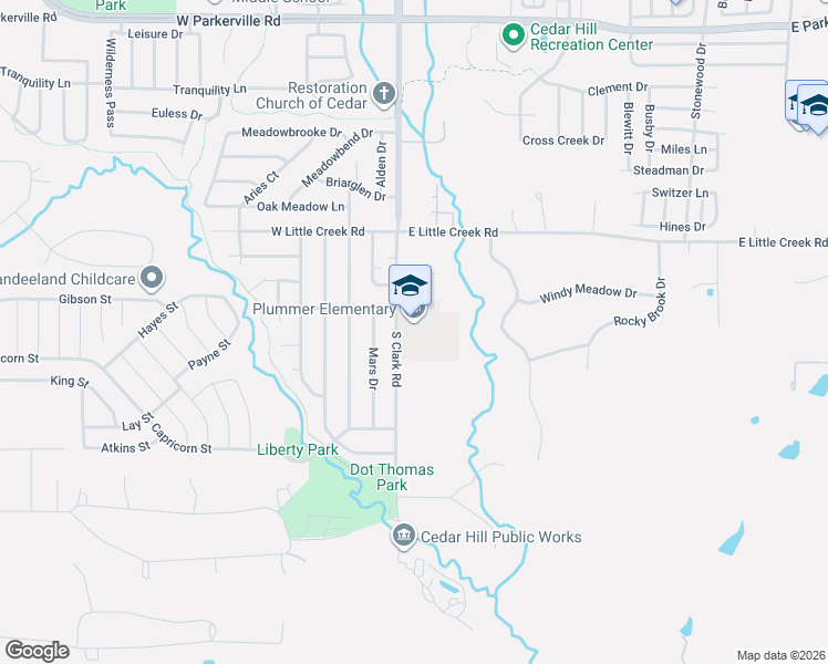 map of restaurants, bars, coffee shops, grocery stores, and more near 1209-1229 S Clark Rd in Cedar Hill