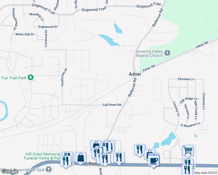 map of restaurants, bars, coffee shops, grocery stores, and more near 4 Oak Thicket Circle in Haughton