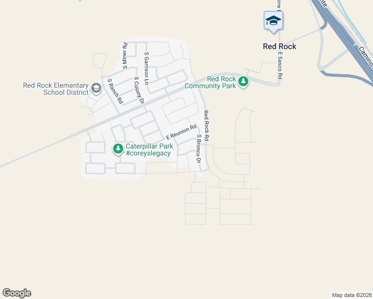 map of restaurants, bars, coffee shops, grocery stores, and more near 21567 East Frontier Road in Red Rock