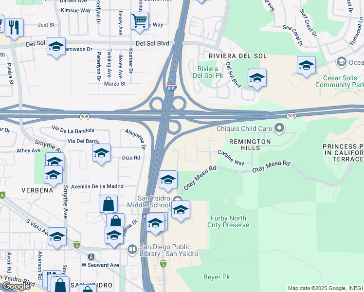 map of restaurants, bars, coffee shops, grocery stores, and more near 1730 Masterson Lane in San Diego