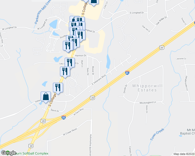 map of restaurants, bars, coffee shops, grocery stores, and more near 248 Harmon Drive in Auburn