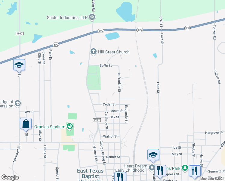 map of restaurants, bars, coffee shops, grocery stores, and more near 2400-2506 Carthage St in Marshall