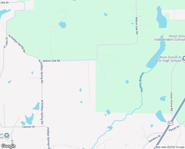 map of restaurants, bars, coffee shops, grocery stores, and more near 265 Pine Ridge Road in Gladewater