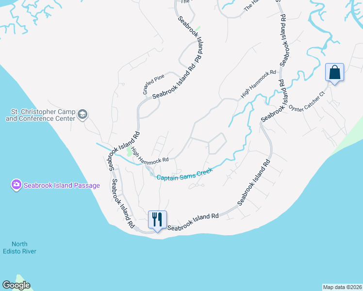 map of restaurants, bars, coffee shops, grocery stores, and more near 2650 High Hammock Road in Johns Island