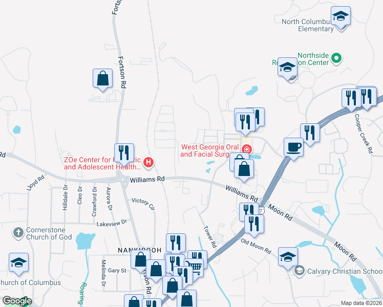 map of restaurants, bars, coffee shops, grocery stores, and more near 8200 Remey Dr in Columbus