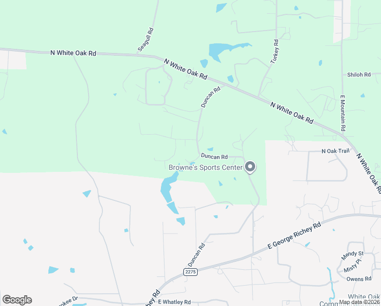 map of restaurants, bars, coffee shops, grocery stores, and more near 1562 Duncan Road in White Oak