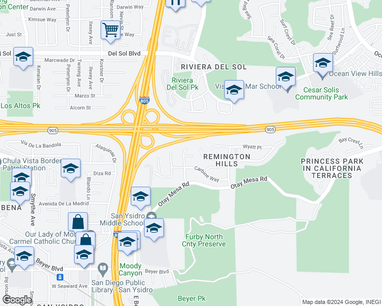 map of restaurants, bars, coffee shops, grocery stores, and more near 4716 Hickok Point in San Diego