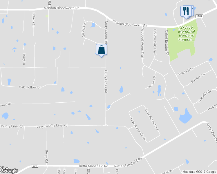 map of restaurants, bars, coffee shops, grocery stores, and more near 7347 Drury Cross Road in Burleson