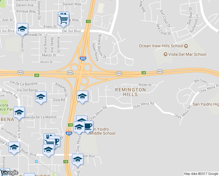 map of restaurants, bars, coffee shops, grocery stores, and more near 4716 Hickok Point in San Diego