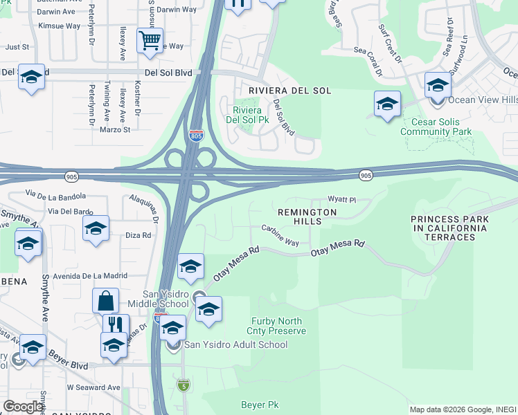 map of restaurants, bars, coffee shops, grocery stores, and more near 4716 Hickok Point in San Diego