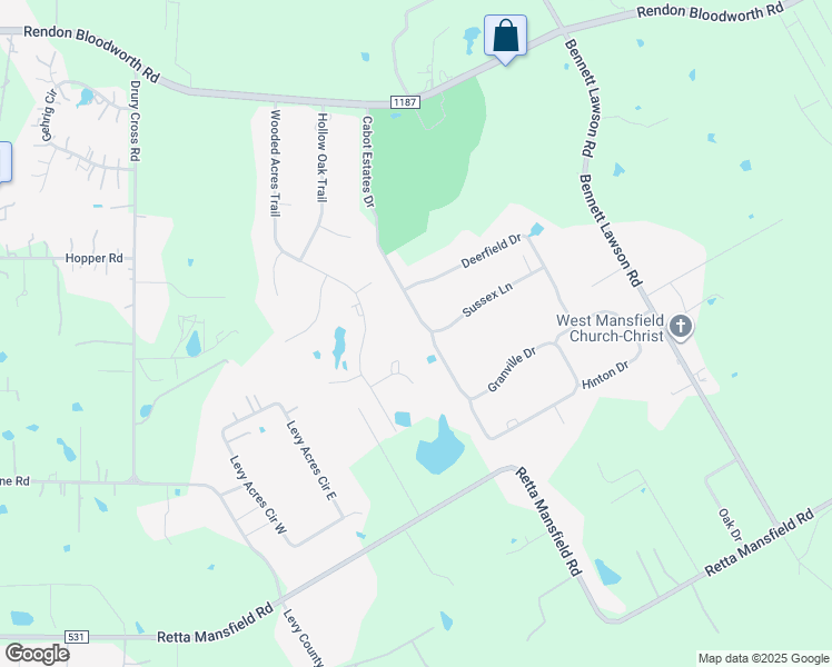 map of restaurants, bars, coffee shops, grocery stores, and more near 7323 Cabot Estates Drive in Mansfield