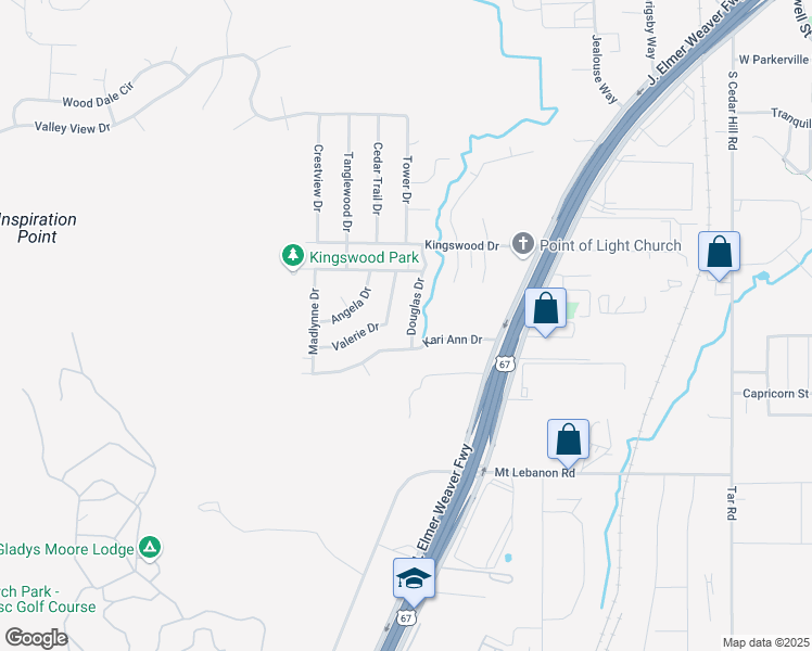 map of restaurants, bars, coffee shops, grocery stores, and more near 1122 Douglas Drive in Cedar Hill