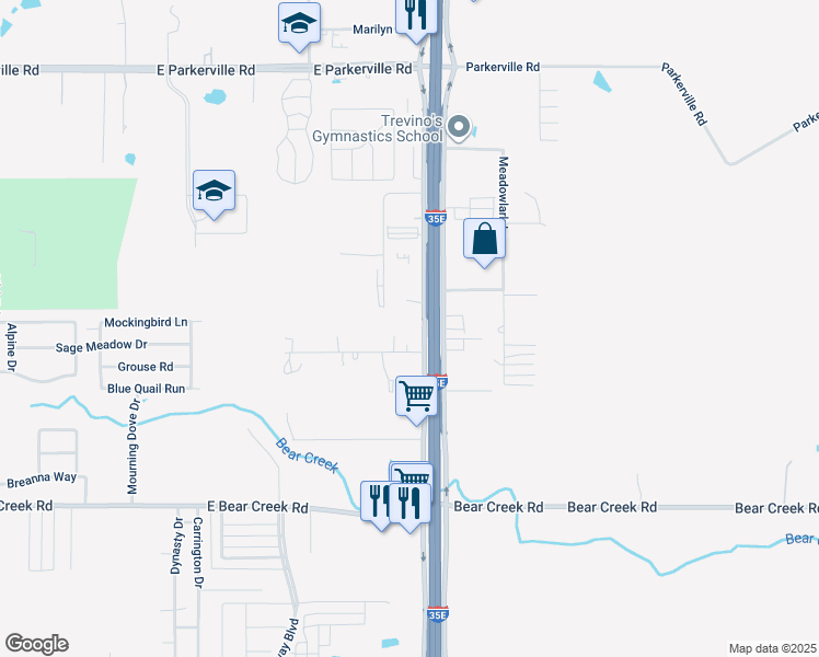 map of restaurants, bars, coffee shops, grocery stores, and more near 1431 S Ih 35 in Glenn Heights
