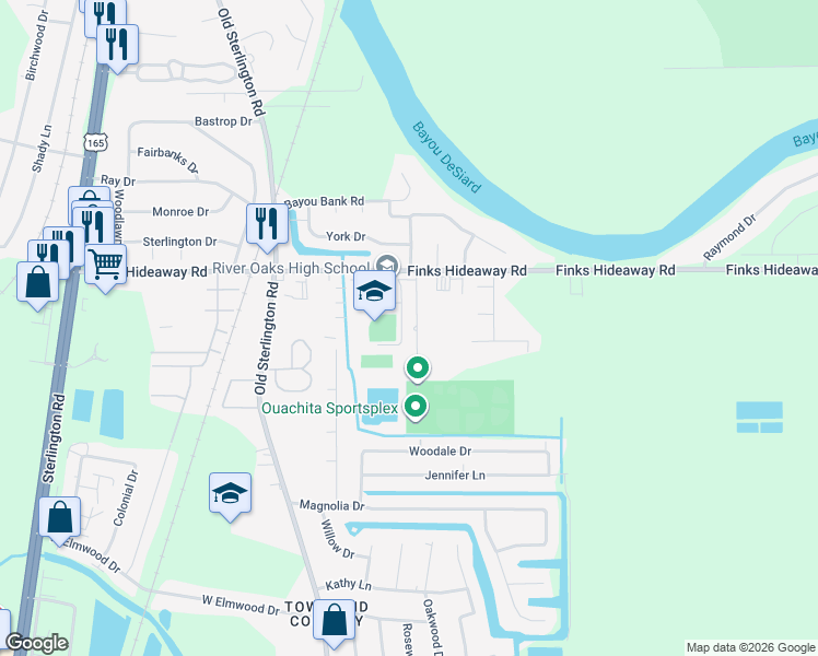 map of restaurants, bars, coffee shops, grocery stores, and more near 204 Holland Dr in Monroe