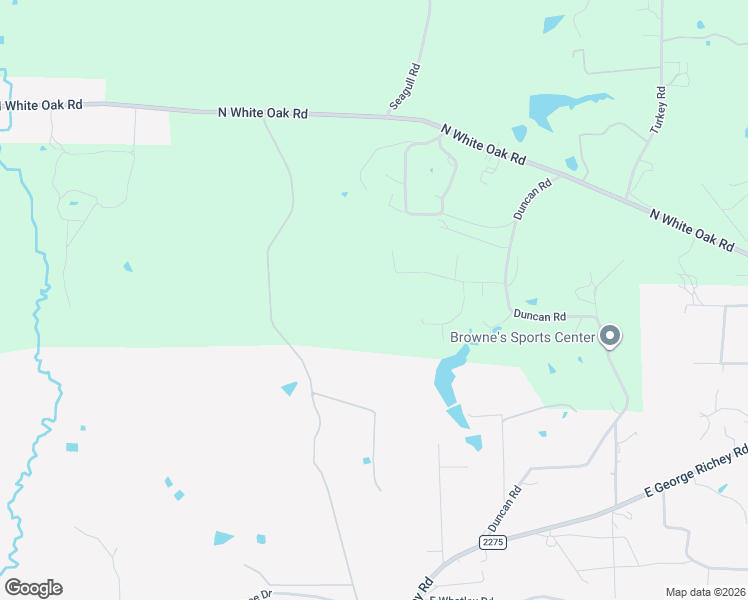 map of restaurants, bars, coffee shops, grocery stores, and more near 1043 Duncan Road in White Oak