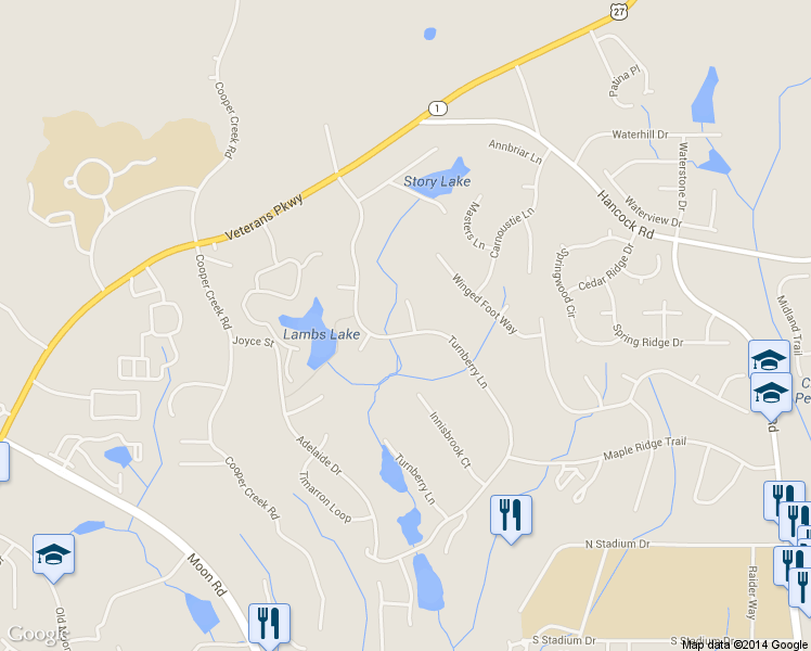 map of restaurants, bars, coffee shops, grocery stores, and more near 4910 Turnberry Lane in Columbus