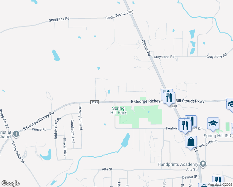 map of restaurants, bars, coffee shops, grocery stores, and more near 15 Cannon Street in Longview