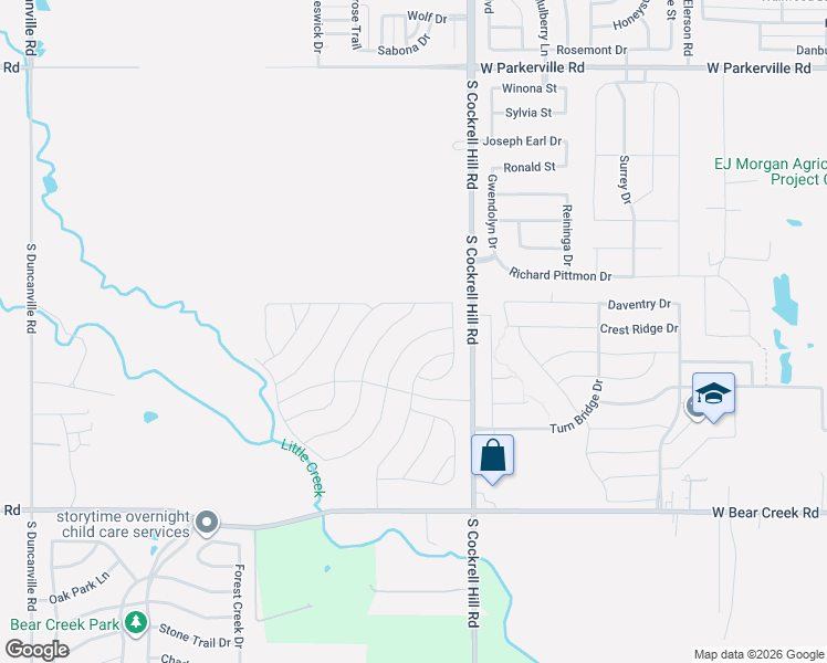 map of restaurants, bars, coffee shops, grocery stores, and more near 2201 Bear Creek Road in Lancaster