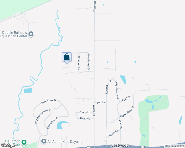 map of restaurants, bars, coffee shops, grocery stores, and more near 1295 Wafer Road in Haughton