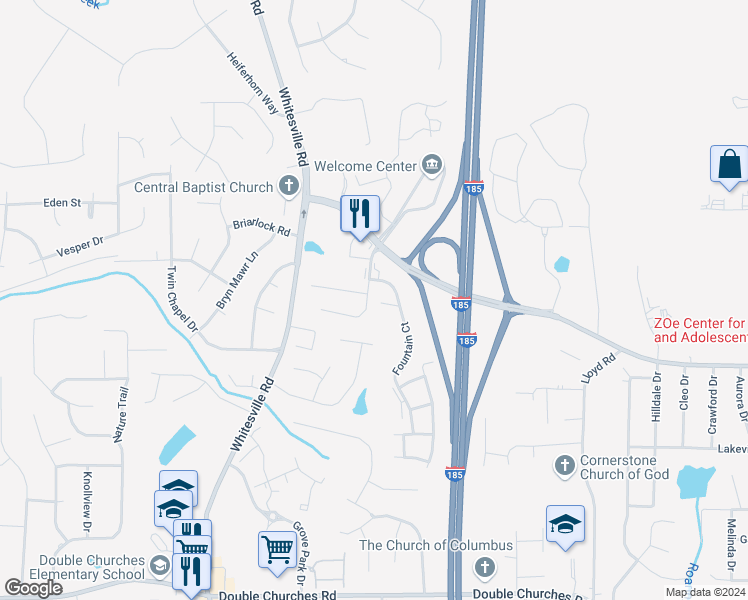 map of restaurants, bars, coffee shops, grocery stores, and more near 8180 Williams Way in Columbus