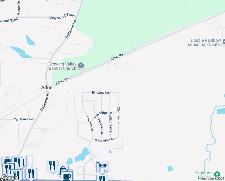 map of restaurants, bars, coffee shops, grocery stores, and more near 139 Elmview Lane in Haughton