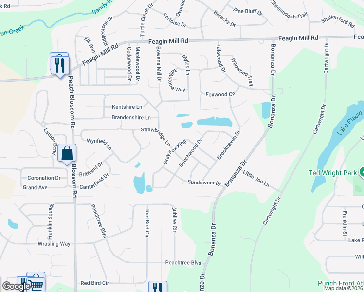 map of restaurants, bars, coffee shops, grocery stores, and more near 211 Gray Fox Crossing in Bonaire