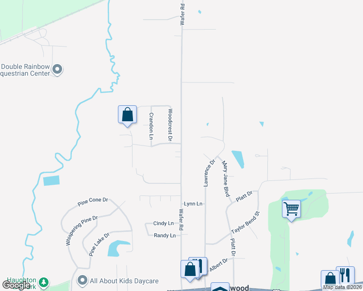 map of restaurants, bars, coffee shops, grocery stores, and more near 1295 Wafer Road in Haughton