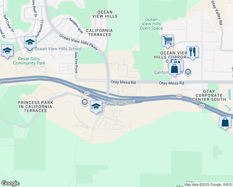 map of restaurants, bars, coffee shops, grocery stores, and more near 5310 Seacliff Place in San Diego