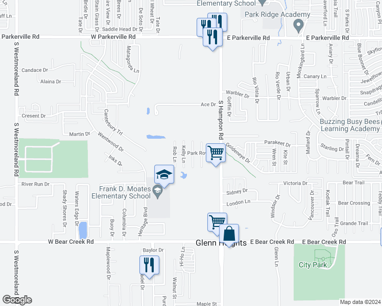 map of restaurants, bars, coffee shops, grocery stores, and more near 201 Sherrie Lane in DeSoto