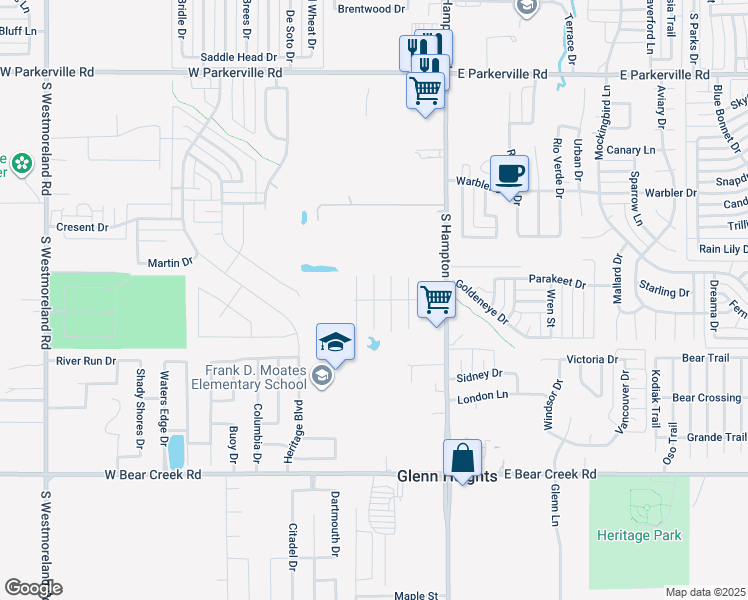 map of restaurants, bars, coffee shops, grocery stores, and more near 208 Kelly Lane in DeSoto