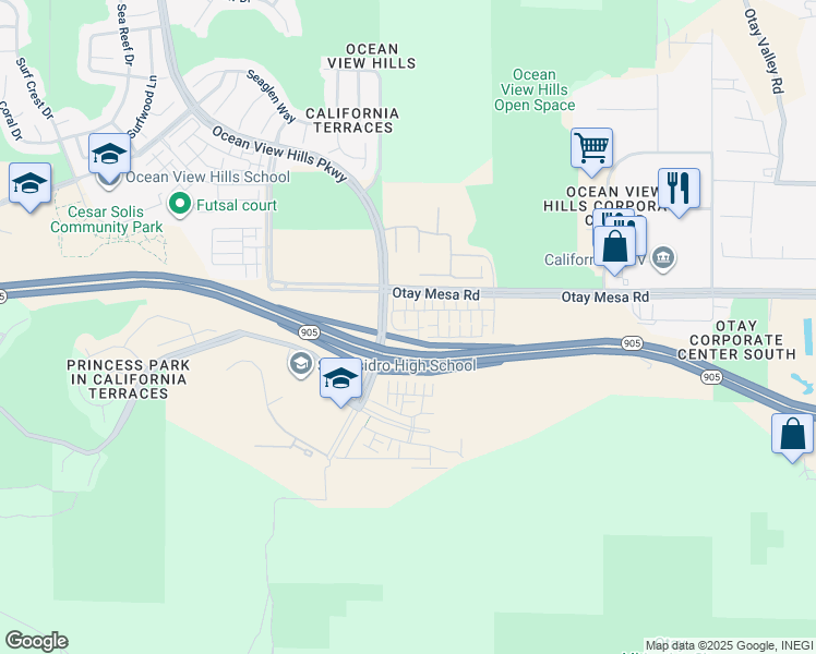 map of restaurants, bars, coffee shops, grocery stores, and more near 5305 Seacliff Place in San Diego