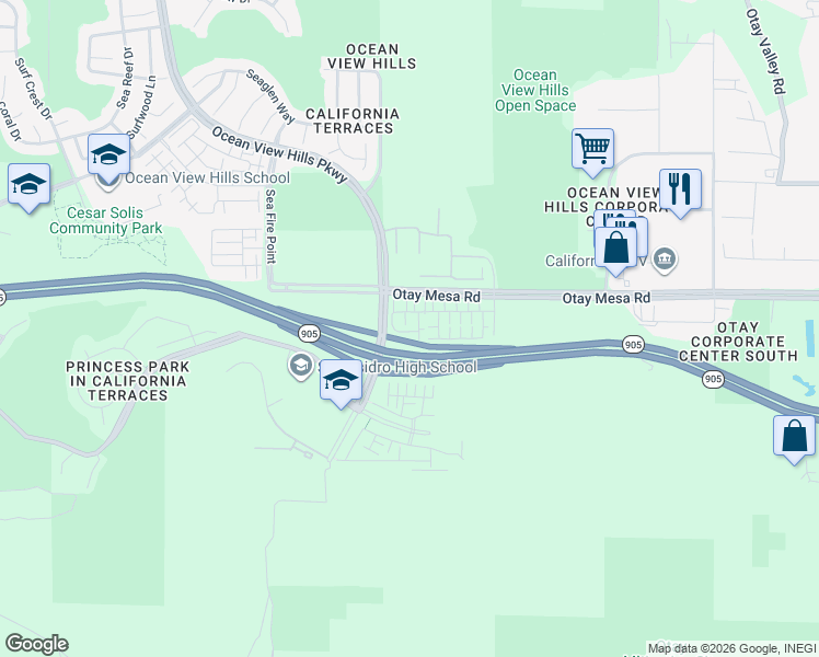 map of restaurants, bars, coffee shops, grocery stores, and more near 5305 Seacliff Place in San Diego