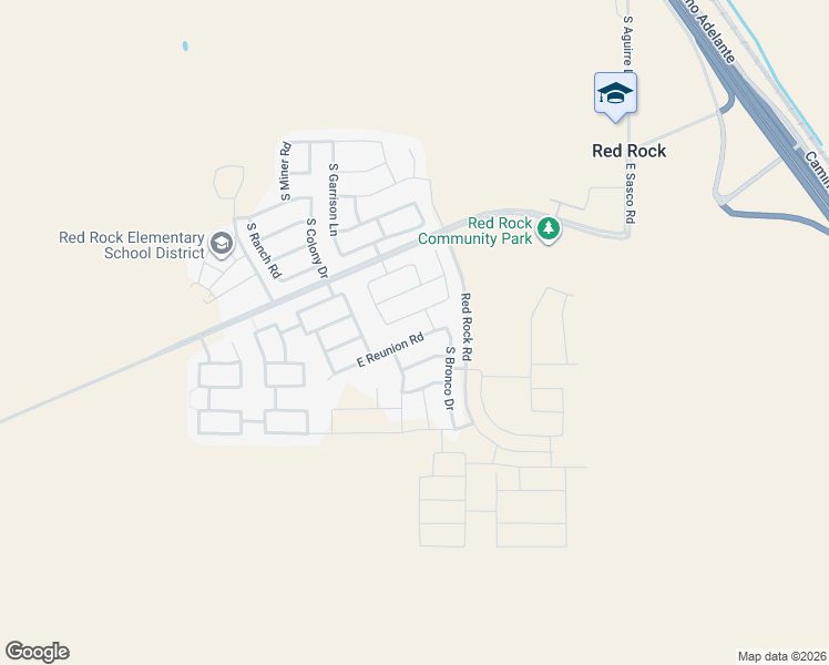map of restaurants, bars, coffee shops, grocery stores, and more near 21559 East Reunion Road in Red Rock