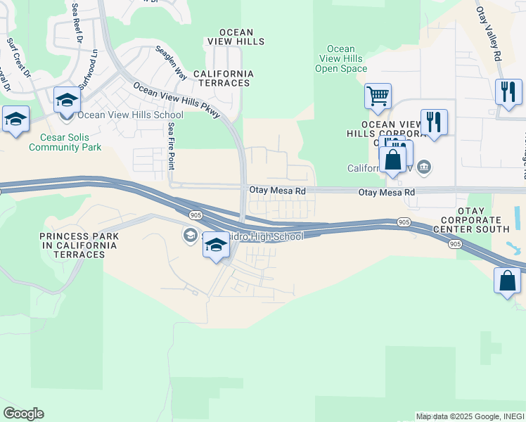 map of restaurants, bars, coffee shops, grocery stores, and more near 5305 Seacliff Place in San Diego